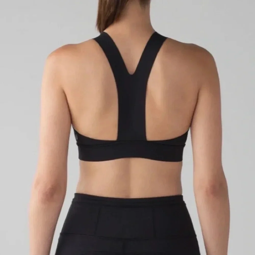 Lululemon Fast & Free Sports Bra Nulux Black Size 12 Unpadded Yoga W2AMIS